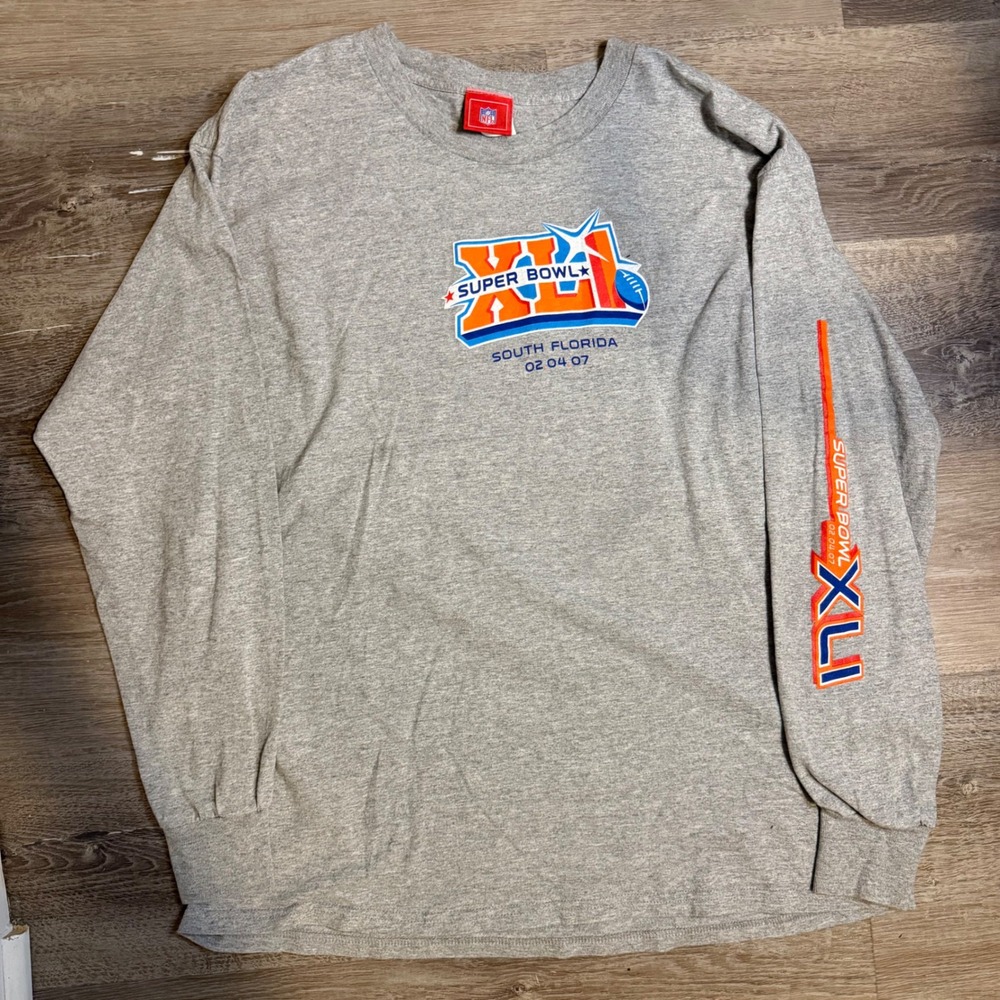 Y2K Super Bowl XLI Long Sleeve T Shirt Gray NFL Football South Mens Large
